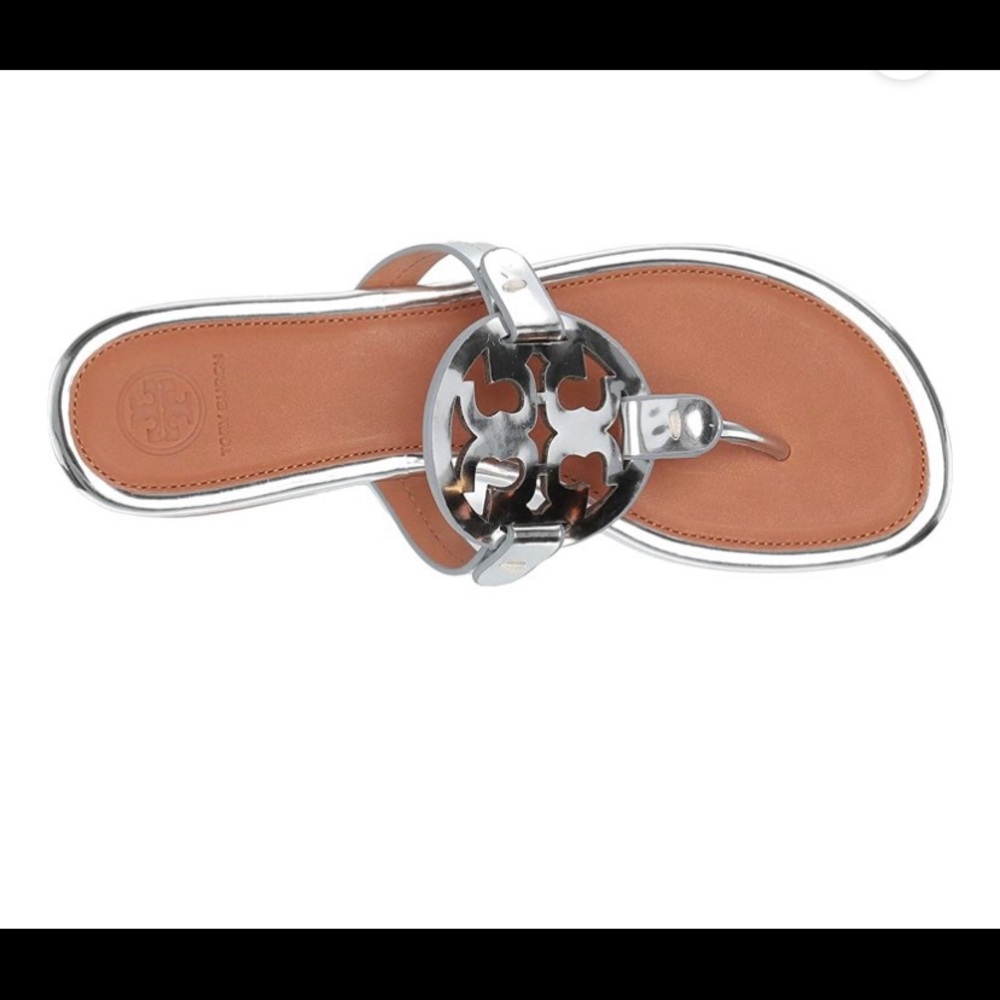 Silver and tan Tory Burch resort Millers
